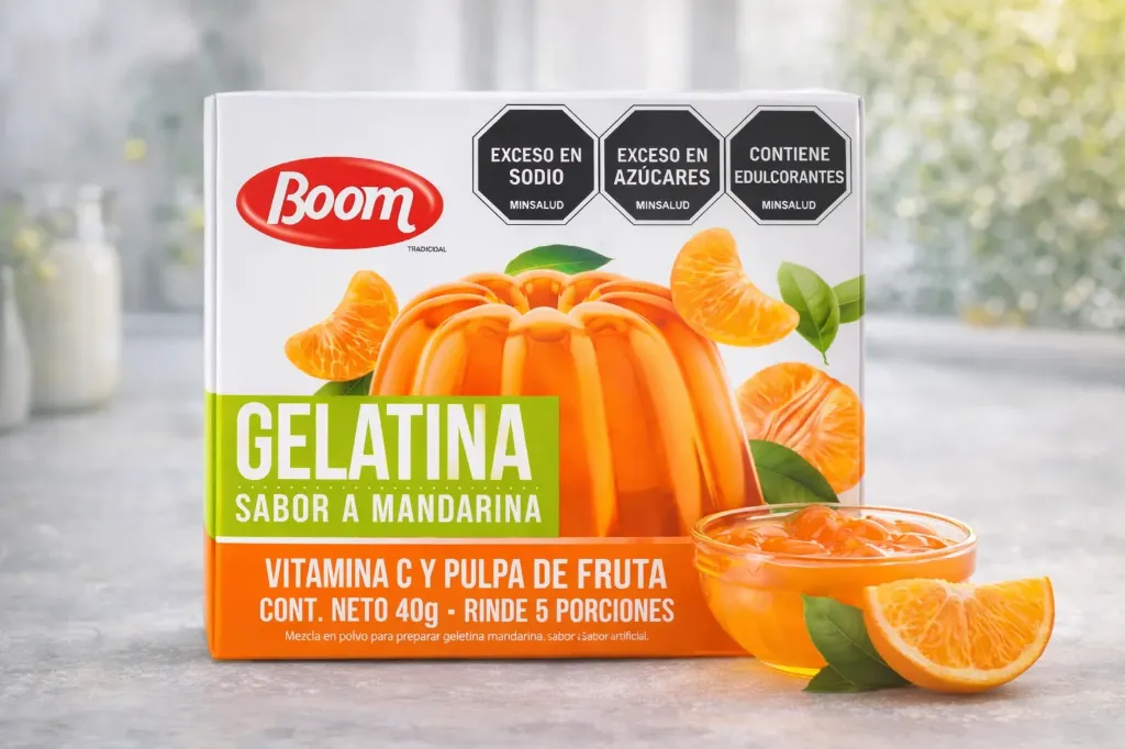 Gelatina 40 g. Sabor: Mandarina
